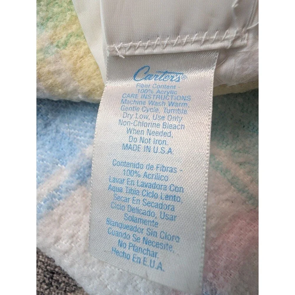 Vintage Carter's Pastel Plaid Baby Blanket Nursery Receiving Swaddle Acrylic